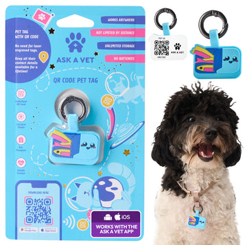ASK A VET Sardines Fish Tin Pet ID Tag – NFC & QR Code Silicone Dog & Cat Tag – Hanging & Slide-On Digital Smart Tag – Waterproof, No Battery