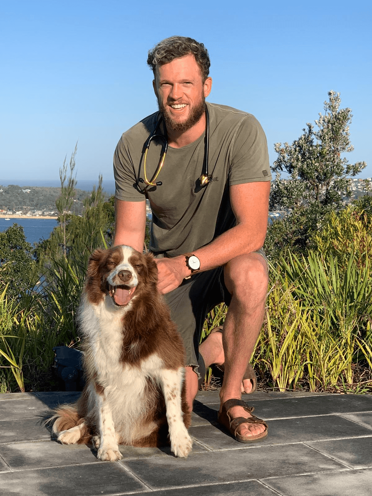 Dr Duncan and a patient above Sydney Harbour