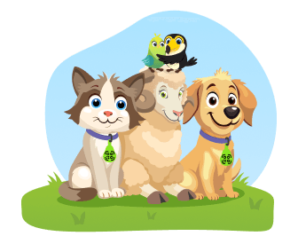 Illustrated pet family