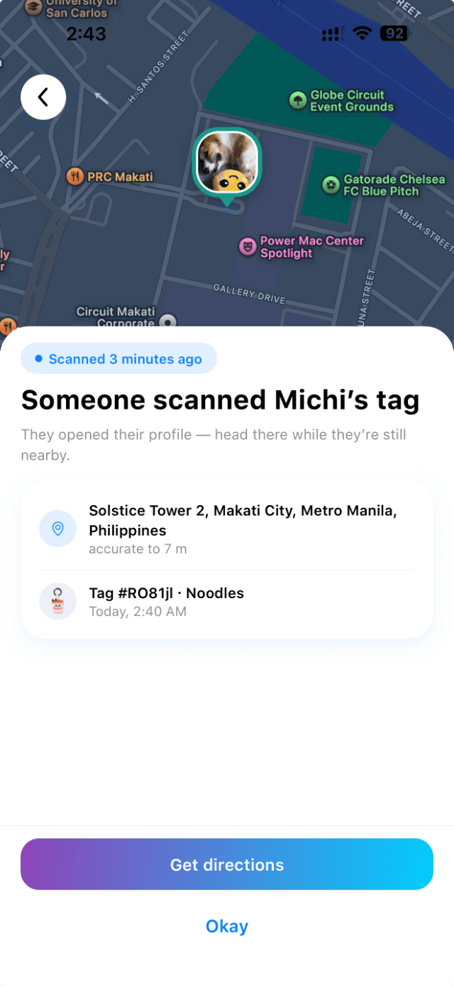 Scan alert with location