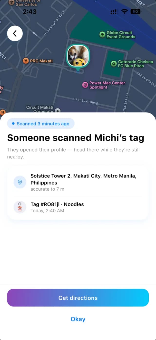 Scan alert with location
