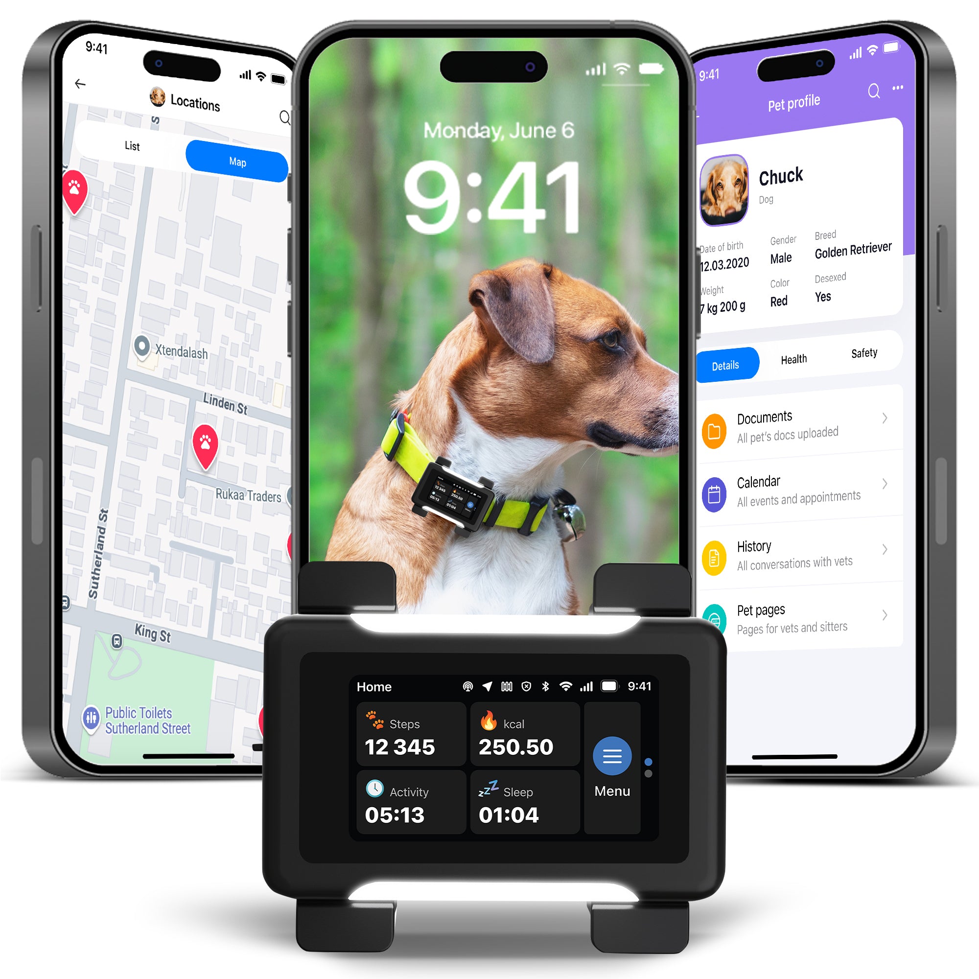 ASK A VET Premium Health + GPS Pet Tracker Collar | Vet-Designed Smart Collar for Dogs & Cats | Real-Time GPS, Virtual Fence, Touchscreen QR ID, AI Health Monitoring, Bark Detection, Training Cues, LED Light