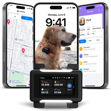 ASK A VET Premium Health + GPS Pet Tracker Collar | Vet-Designed Smart Collar for Dogs & Cats | Real-Time GPS, Virtual Fence, Touchscreen QR ID, AI Health Monitoring, Bark Detection, Training Cues, LED Light