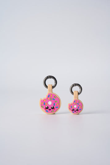 ASK A VET Donut Pet ID Tag – Pink Icing & Rainbow Sprinkles – NFC & QR Code Silicone Dog & Cat Tag – Hanging & Slide-On Digital Smart Tag – Waterproof